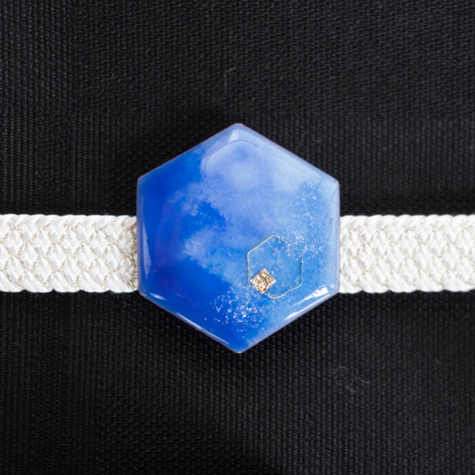 【くすみ色で使いやすい】Snowing　雪空の帯留